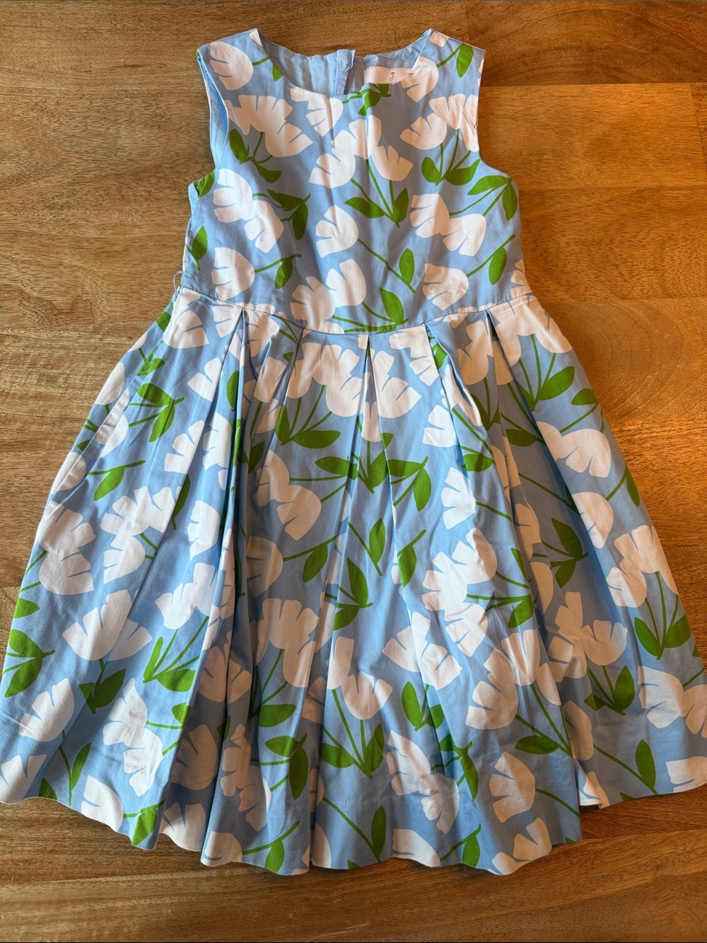 Jacadi Light Blue Floral Cotton Dress with White Tulips